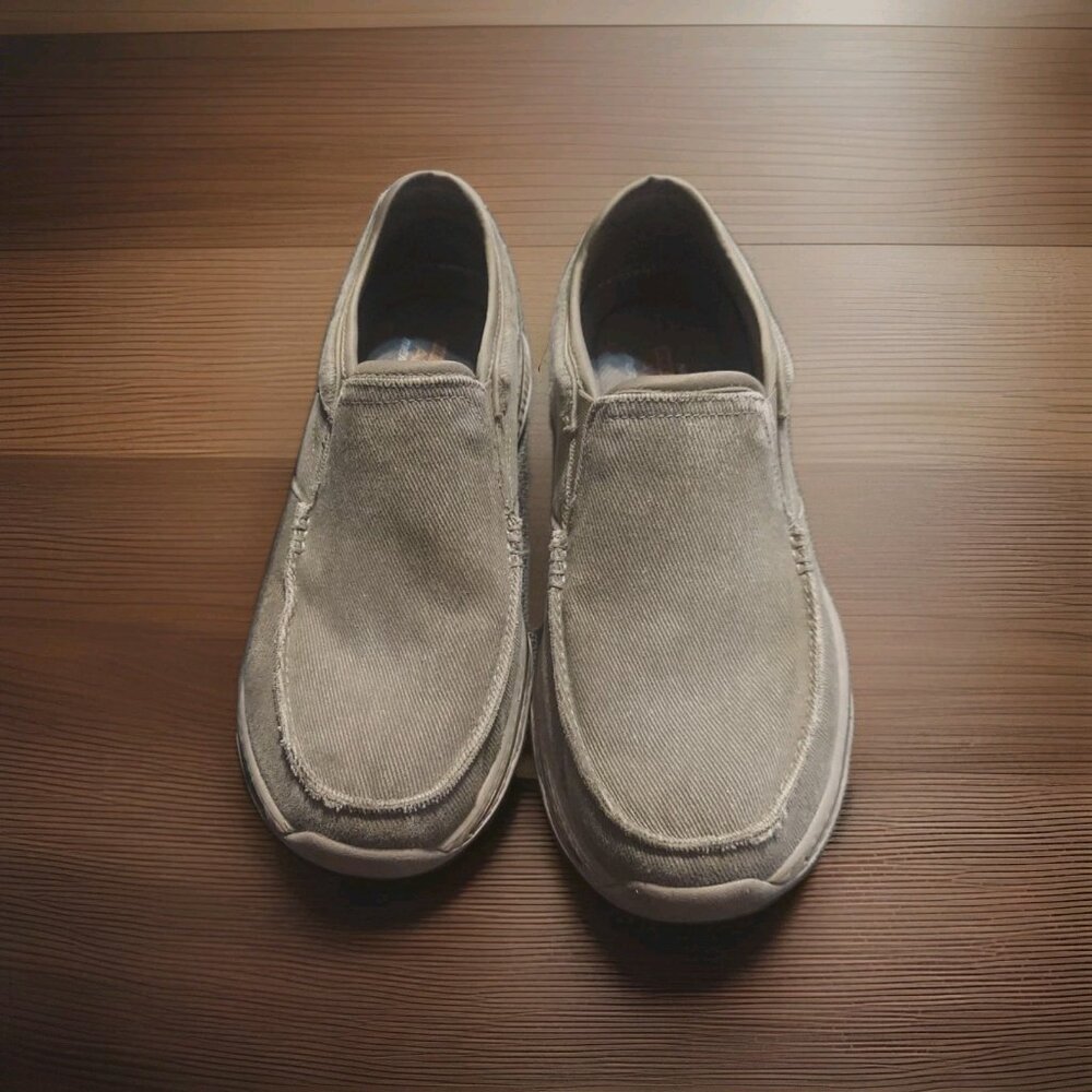 Skechers Cohagen‎ Memory Foam Men's Slip On Canvas Shoes Taupe Size 8 Casual